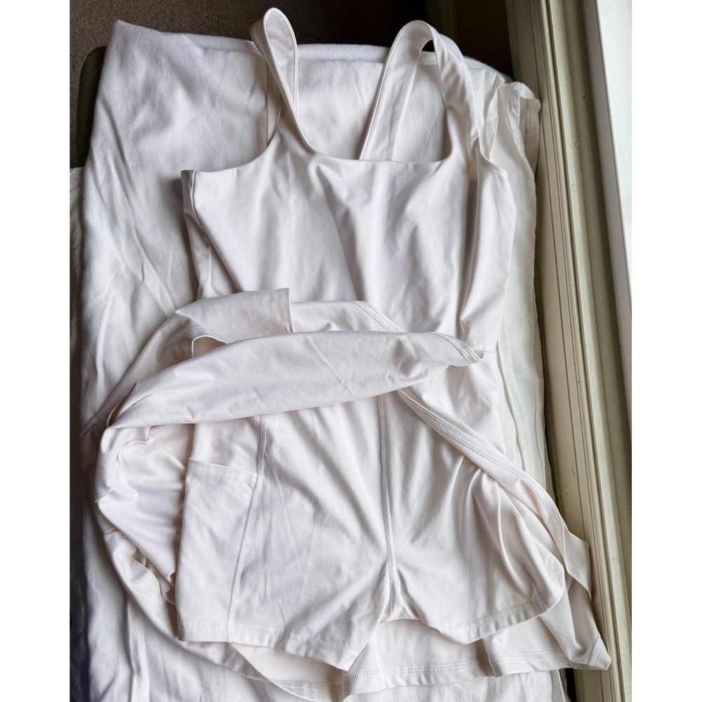 All in Motion White Active Dress Square Neck Built-in Shorts Pockets Medium - Picture 6 of 9
